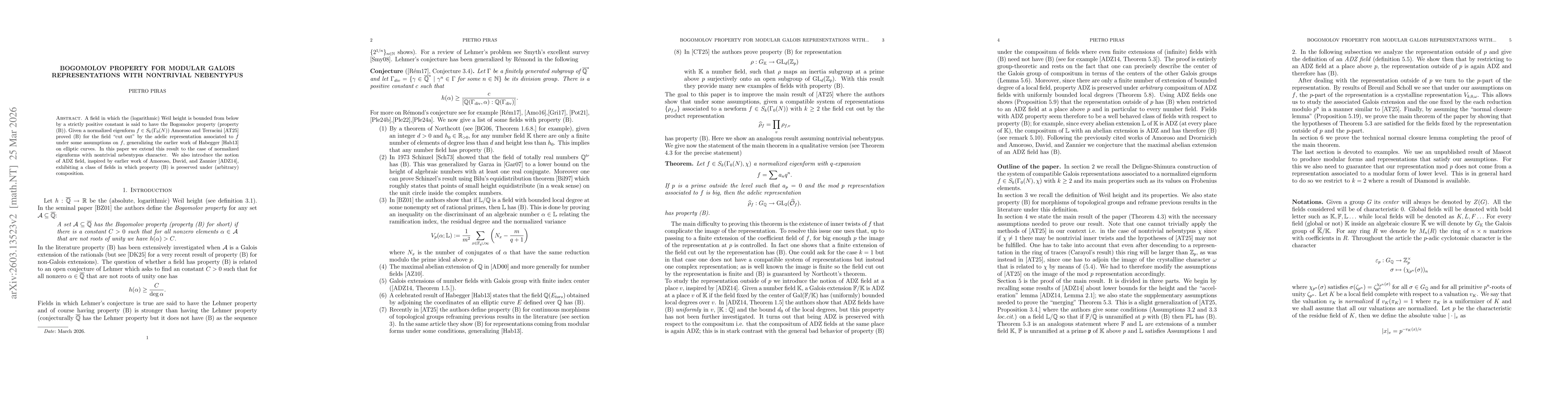 Thumbnail for Bogomolov property for modular Galois representations with nontrivial nebentypus