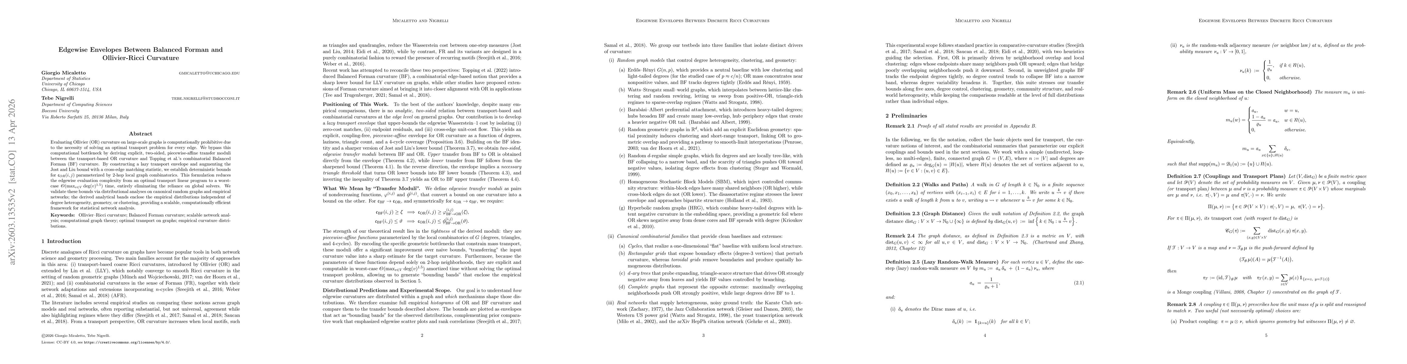 Thumbnail for Edgewise Envelopes Between Balanced Forman and Ollivier-Ricci Curvature