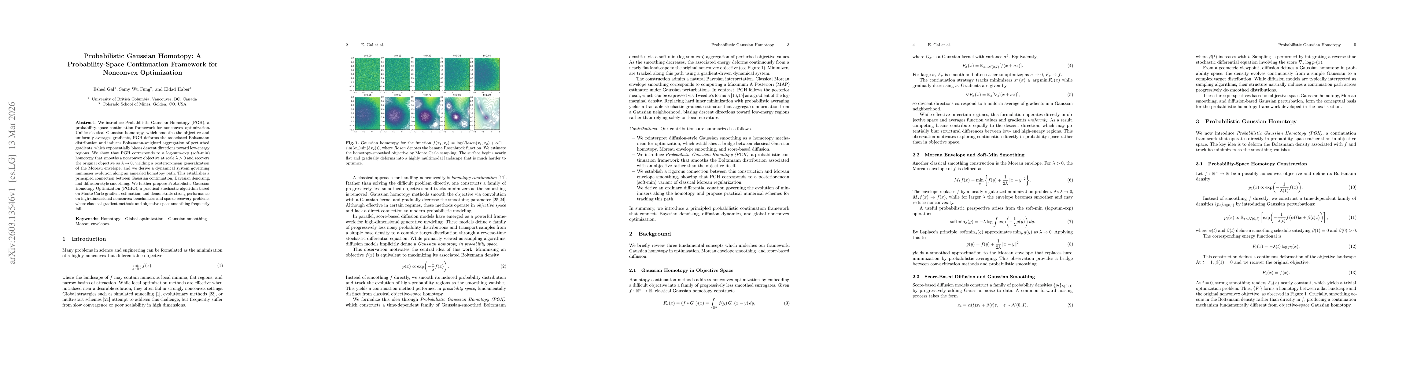 Thumbnail for Probabilistic Gaussian Homotopy: A Probability-Space Continuation Framework for Nonconvex Optimization