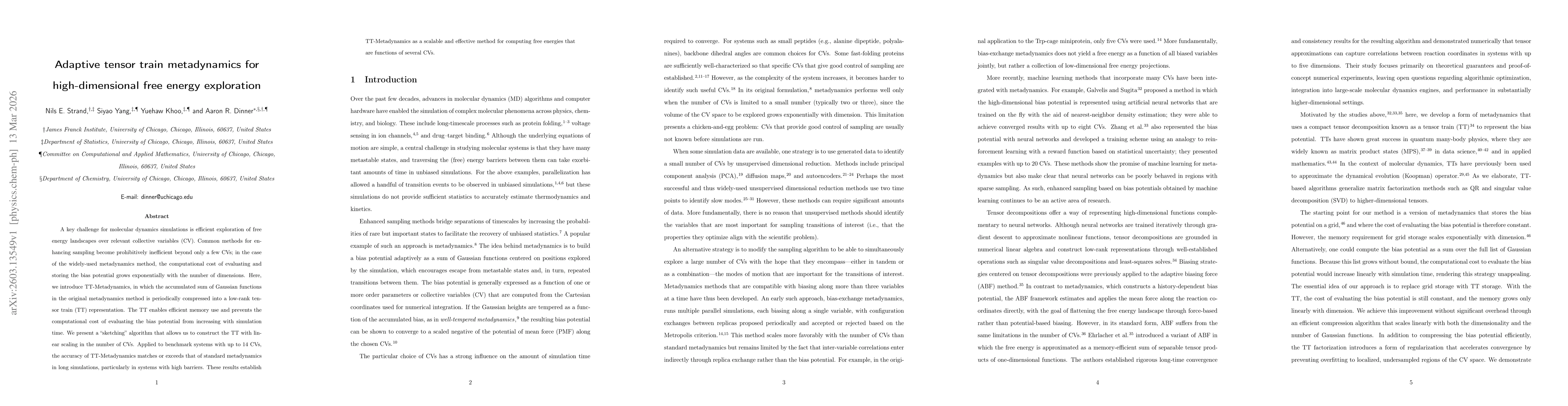 Thumbnail for Adaptive tensor train metadynamics for high-dimensional free energy exploration