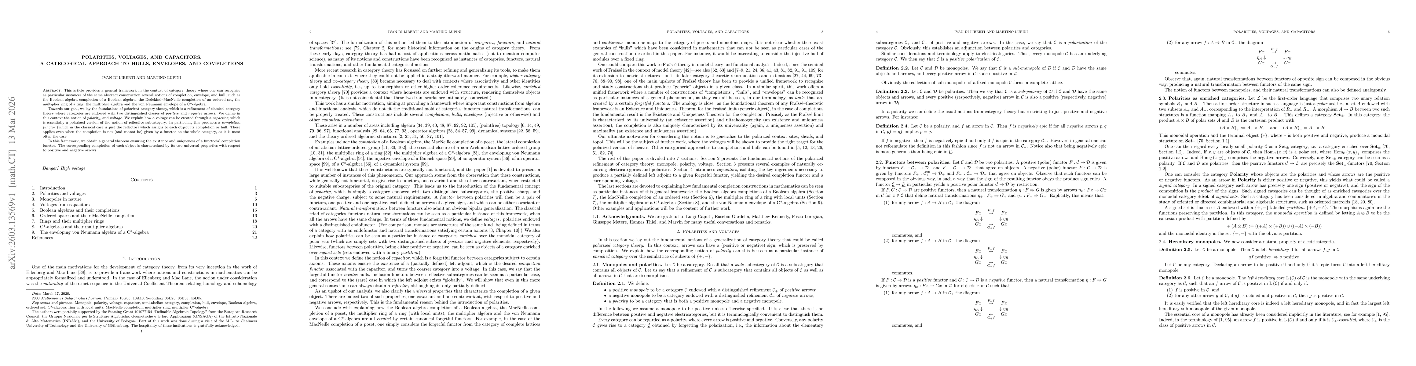 Thumbnail for Polarities, voltages, and capacitors: a categorical approach to hulls, envelopes, and completions