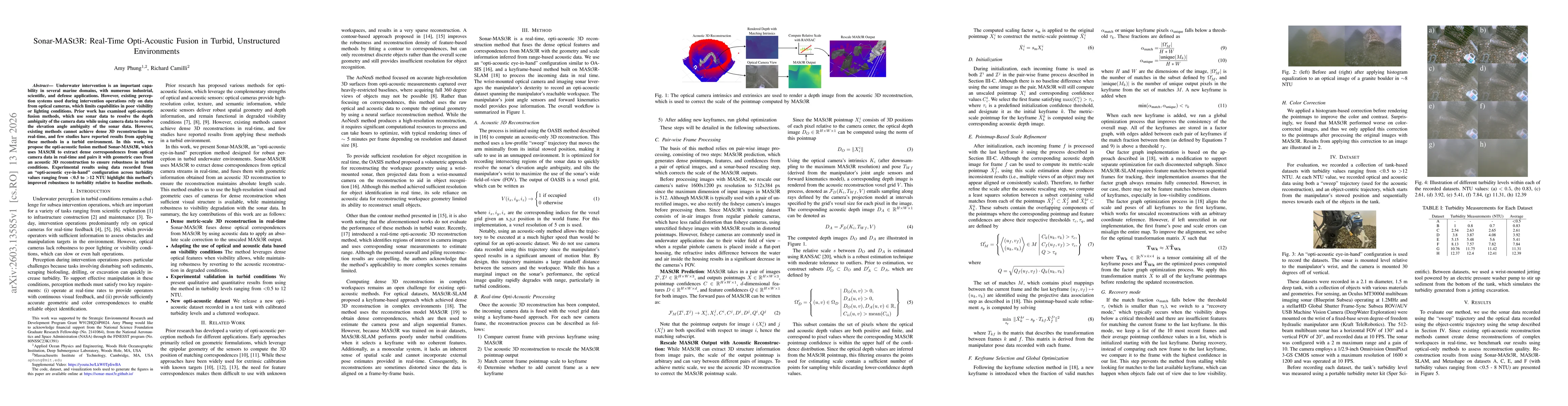Thumbnail for Sonar-MASt3R: Real-Time Opti-Acoustic Fusion in Turbid, Unstructured Environments