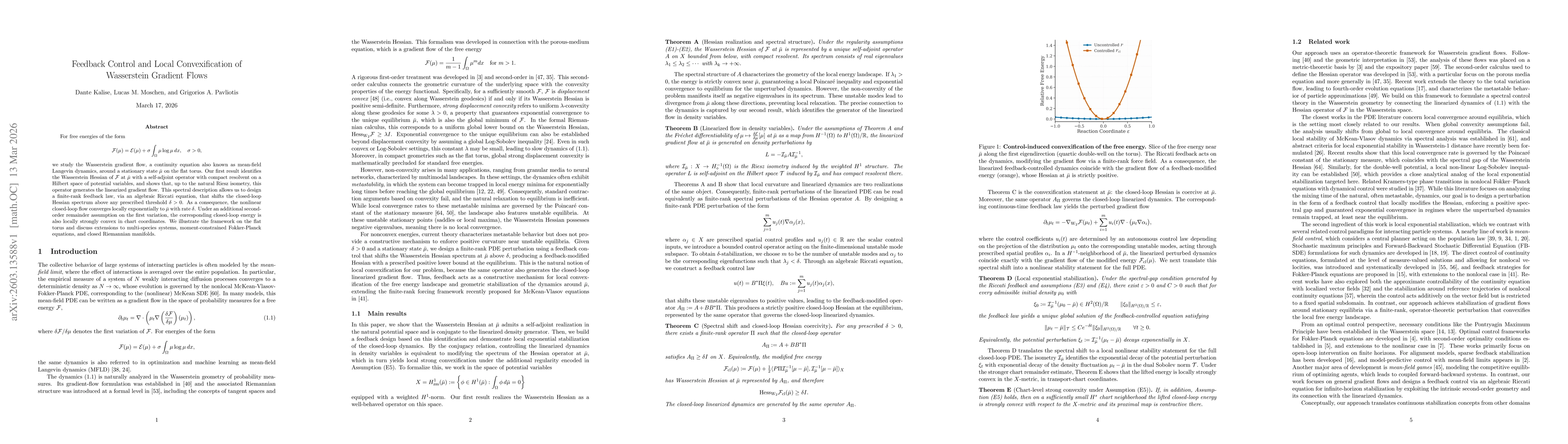 Thumbnail for Feedback Control and Local Convexification of Wasserstein Gradient Flows