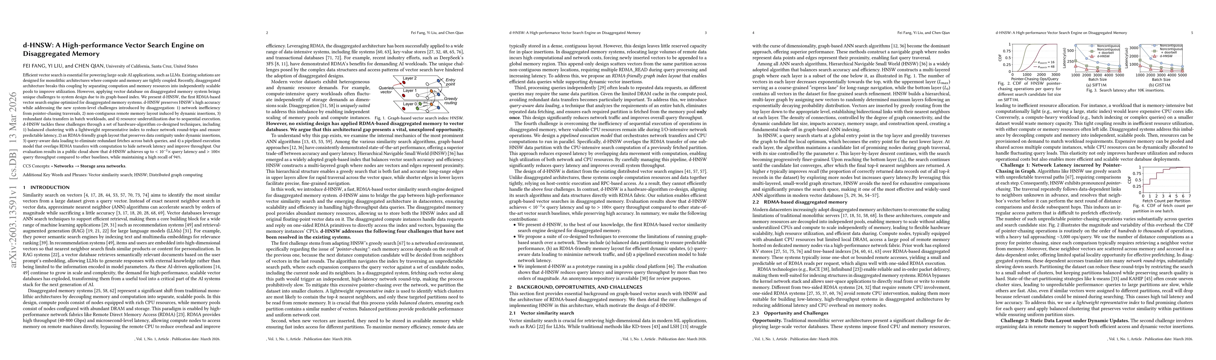 Thumbnail for d-HNSW: A High-performance Vector Search Engine on Disaggregated Memory