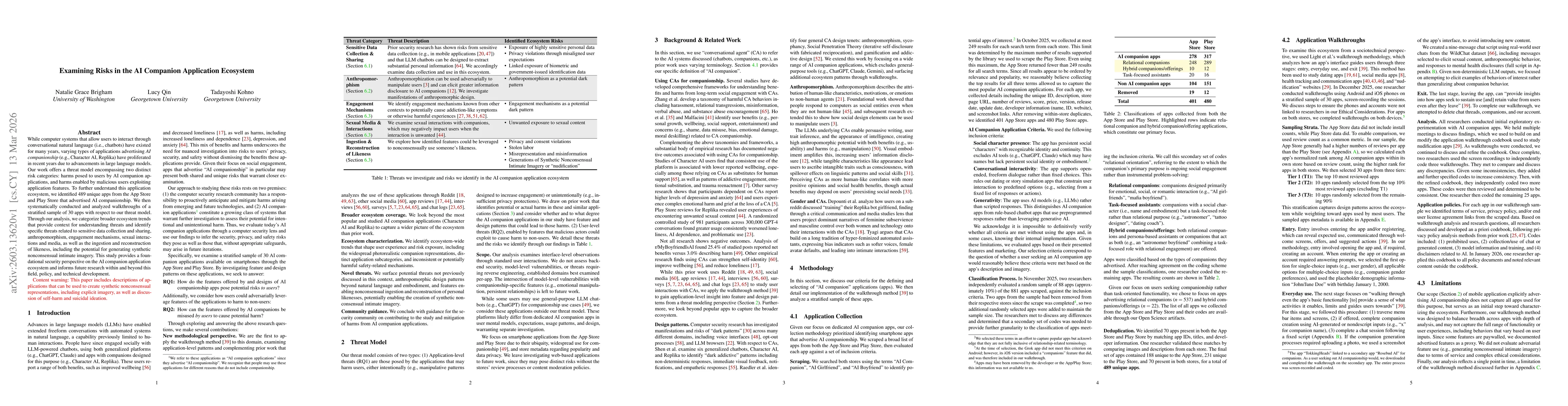 Thumbnail for Examining Risks in the AI Companion Application Ecosystem