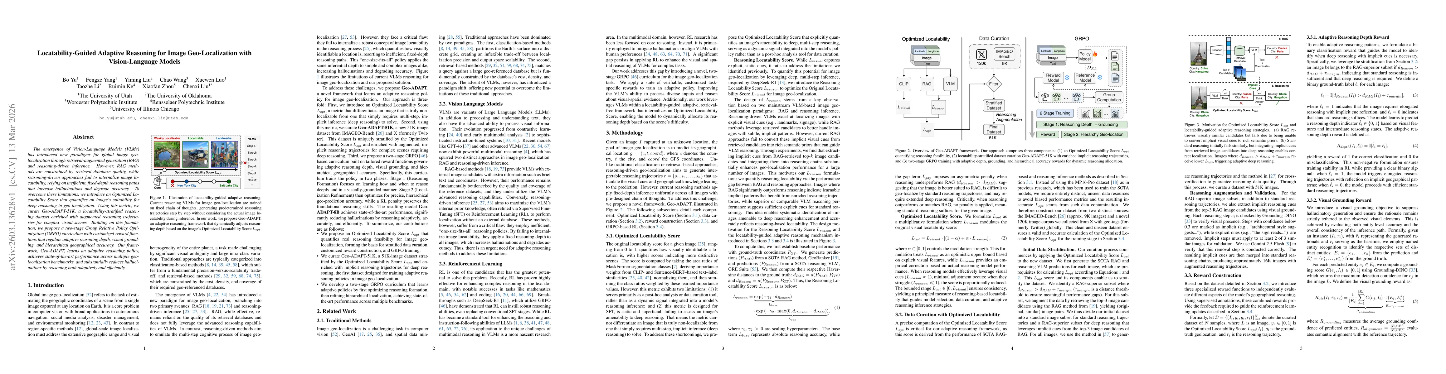 Thumbnail for Locatability-Guided Adaptive Reasoning for Image Geo-Localization with Vision-Language Models