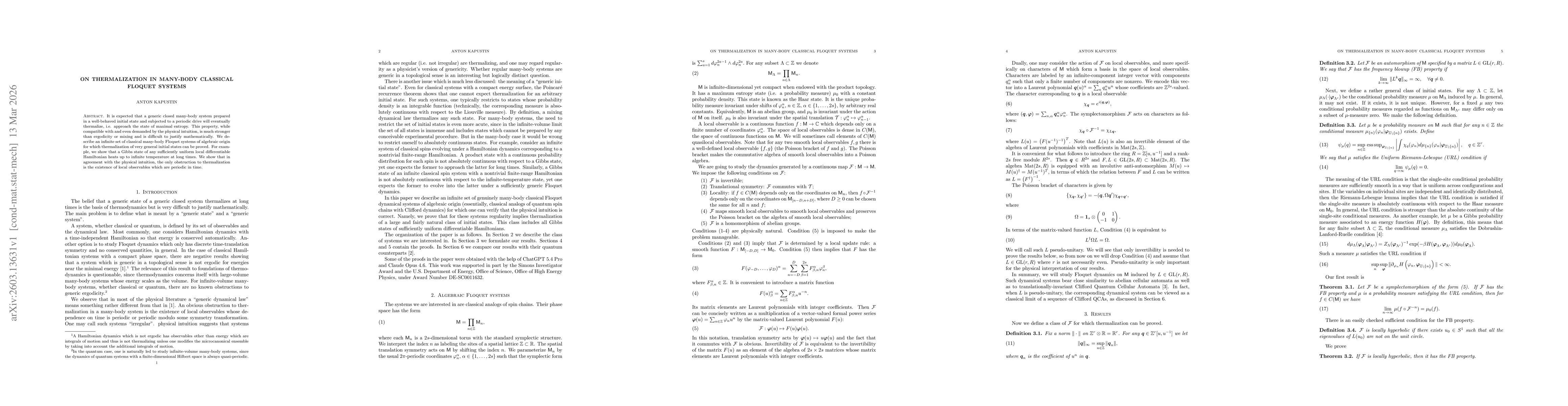 Thumbnail for On thermalization in many-body classical Floquet systems