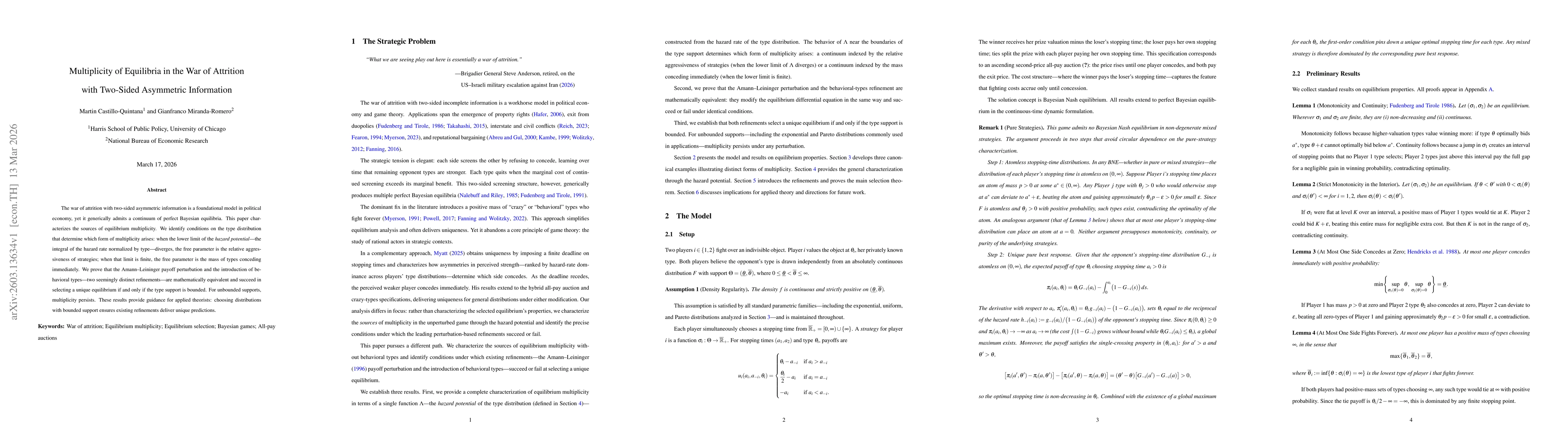 Thumbnail for Multiplicity of Equilibria in the War of Attrition with Two-Sided Asymmetric Information