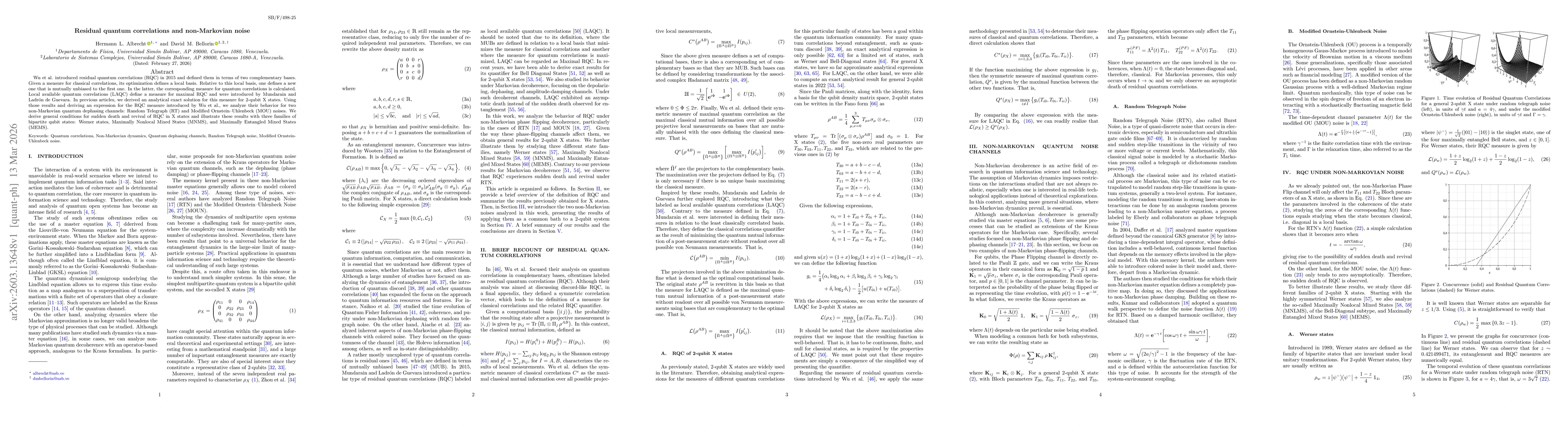 Thumbnail for Residual quantum correlations and non-Markovian noise