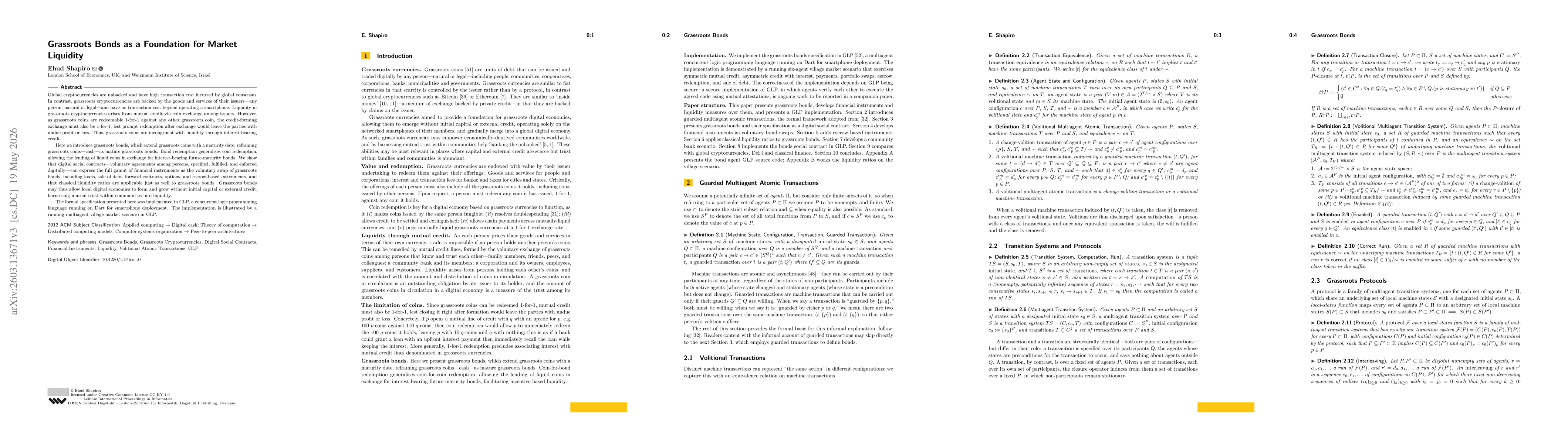 Thumbnail for Grassroots Bonds: A Grassroots Foundation for Market Liquidity