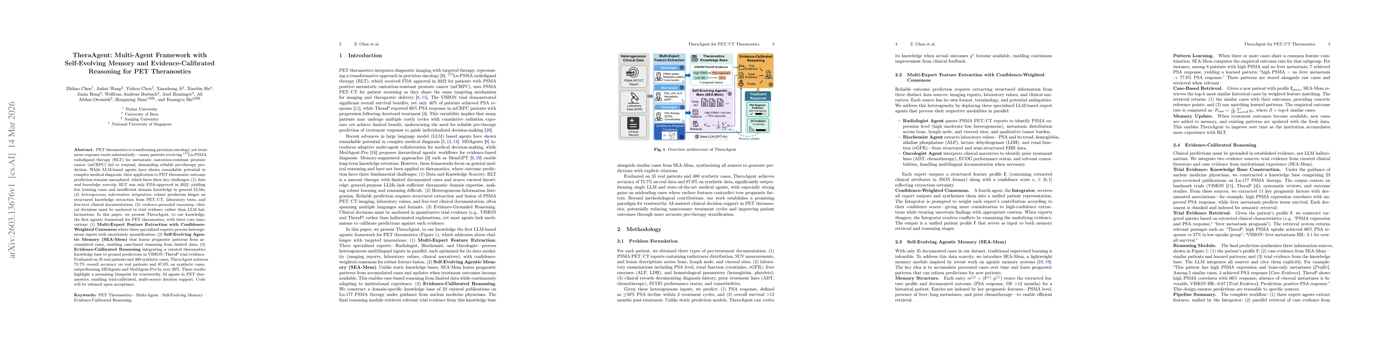 Thumbnail for TheraAgent: Multi-Agent Framework with Self-Evolving Memory and Evidence-Calibrated Reasoning for PET Theranostics