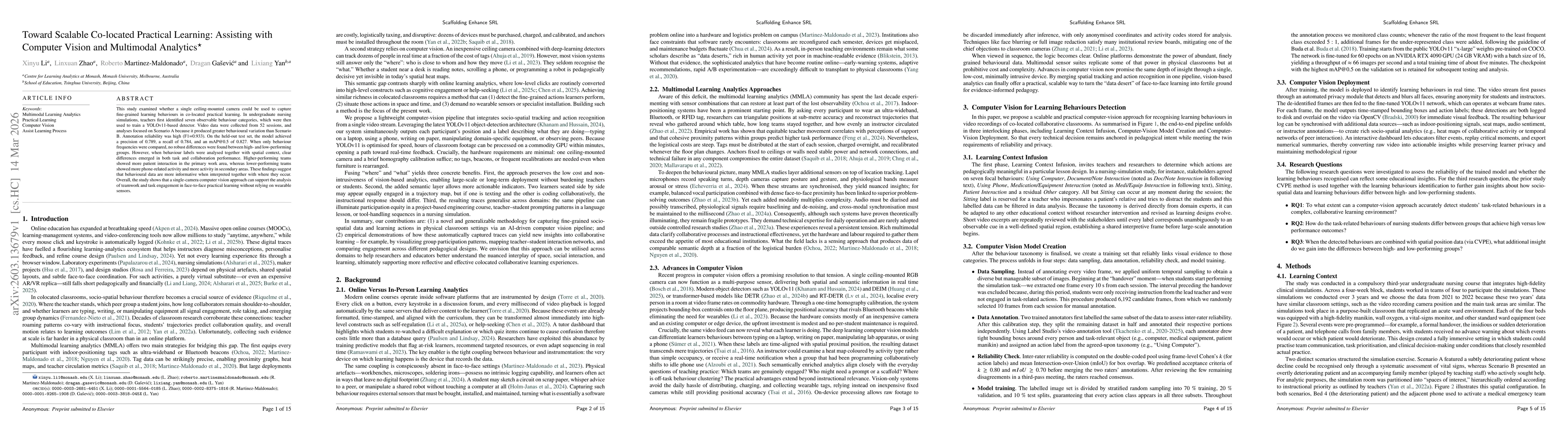 Thumbnail for Toward Scalable Co-located Practical Learning: Assisting with Computer Vision and Multimodal Analytics