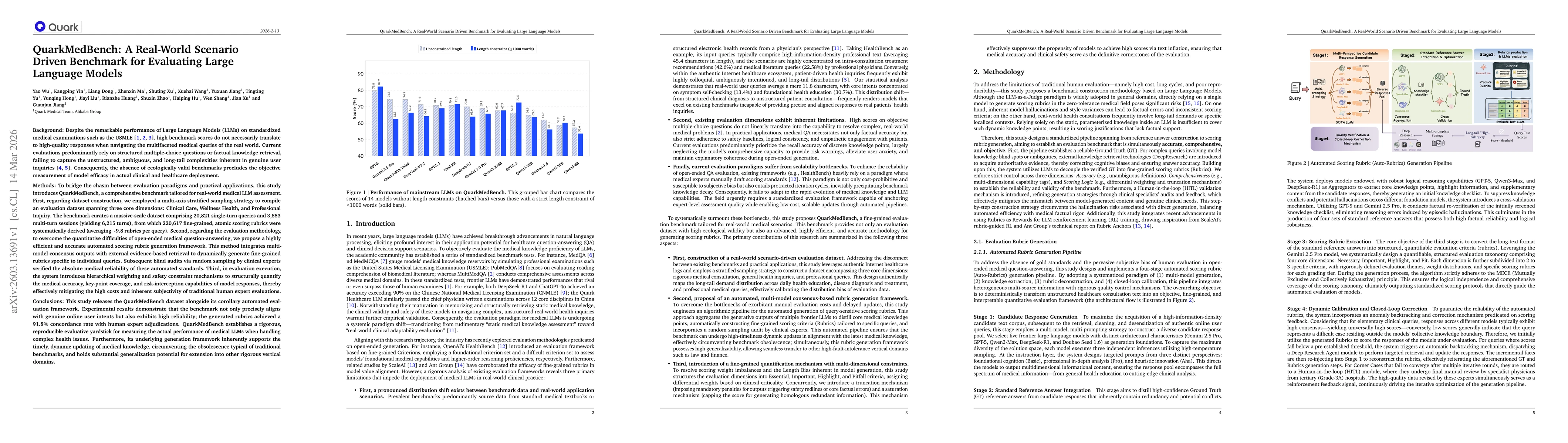 Thumbnail for QuarkMedBench: A Real-World Scenario Driven Benchmark for Evaluating Large Language Models
