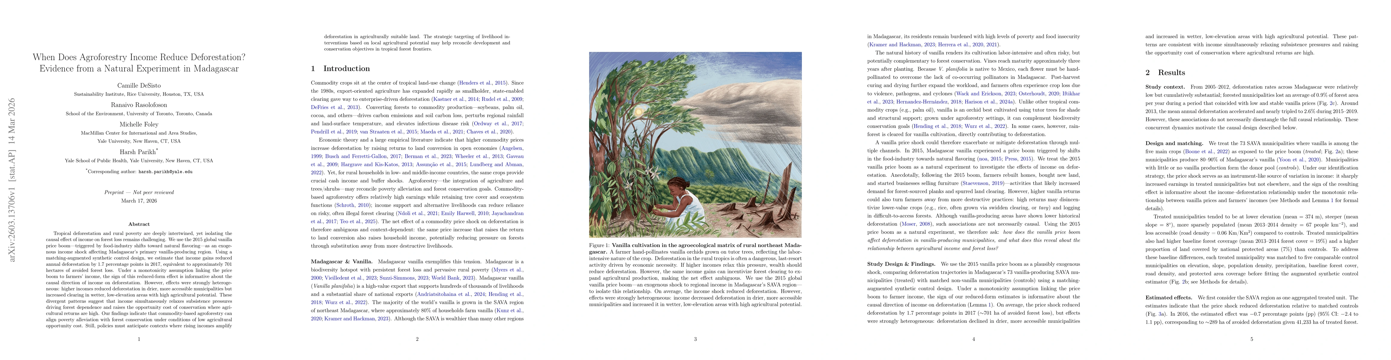 Thumbnail for When Does Agroforestry Income Reduce Deforestation? Evidence from a Natural Experiment in Madagascar