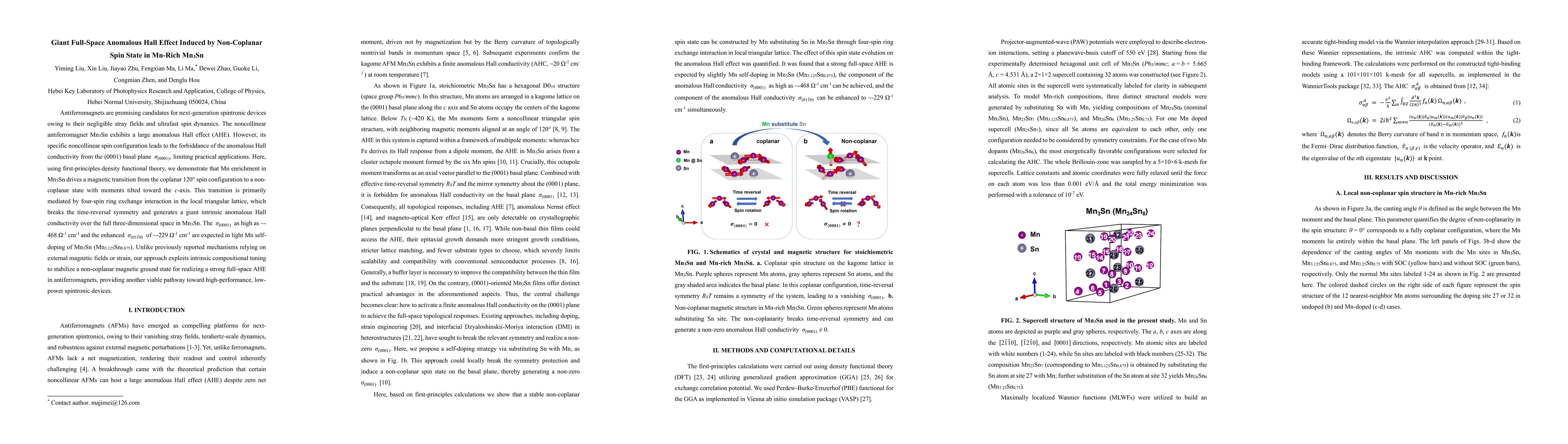 Thumbnail for Giant Full-Space Anomalous Hall Effect Induced by Non-Coplanar Spin State in Mn-Rich Mn3Sn