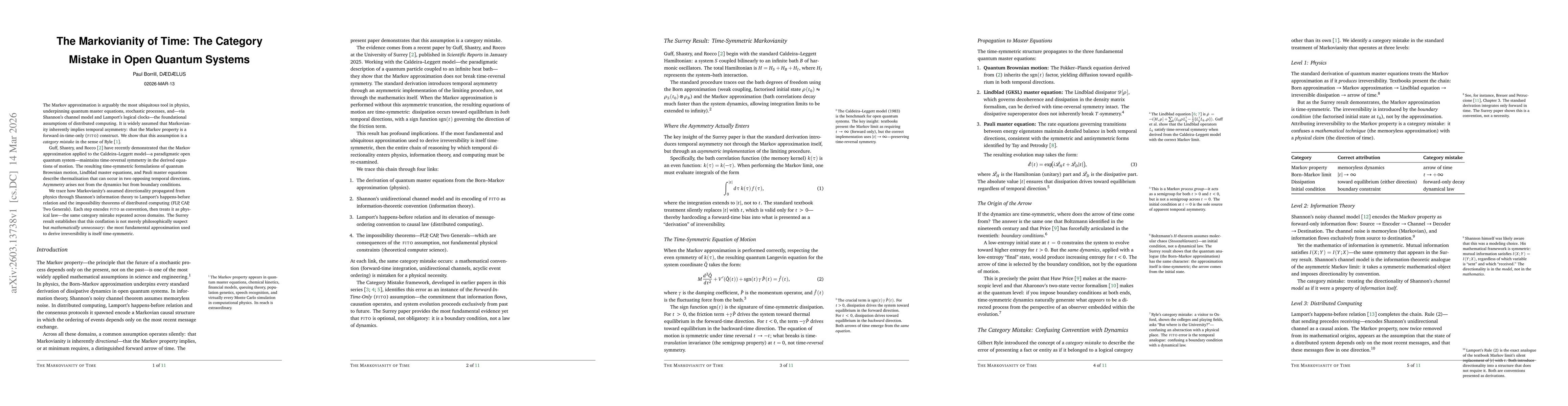 Thumbnail for The Markovianity of Time: The Category Mistake in Open Quantum Systems