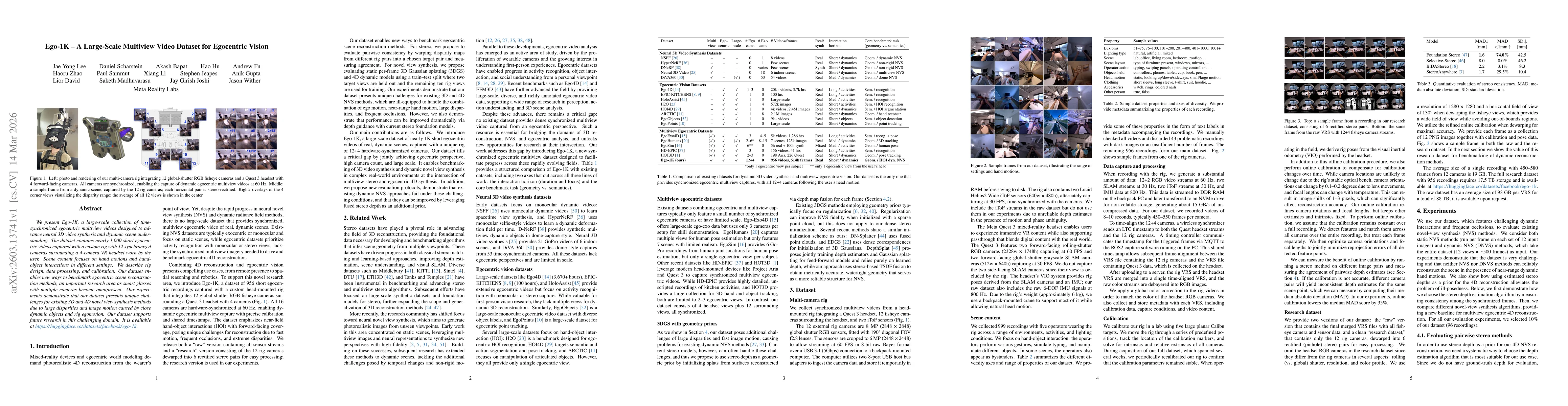 Thumbnail for Ego-1K -- A Large-Scale Multiview Video Dataset for Egocentric Vision