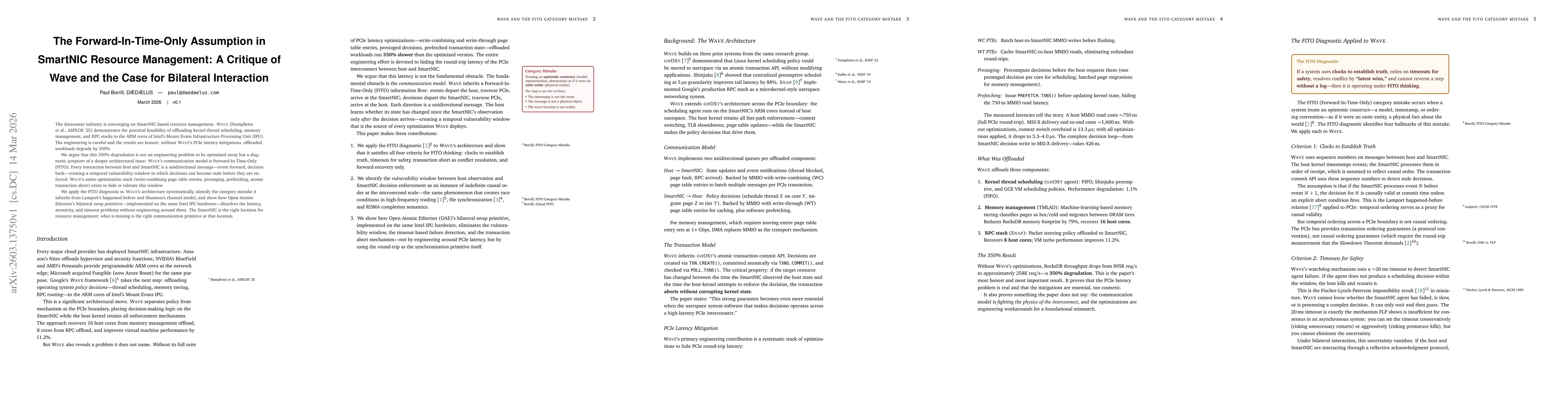 Thumbnail for The Forward-In-Time-Only Assumption in SmartNIC Resource Management: A Critique of Wave and the Case for Bilateral Interaction