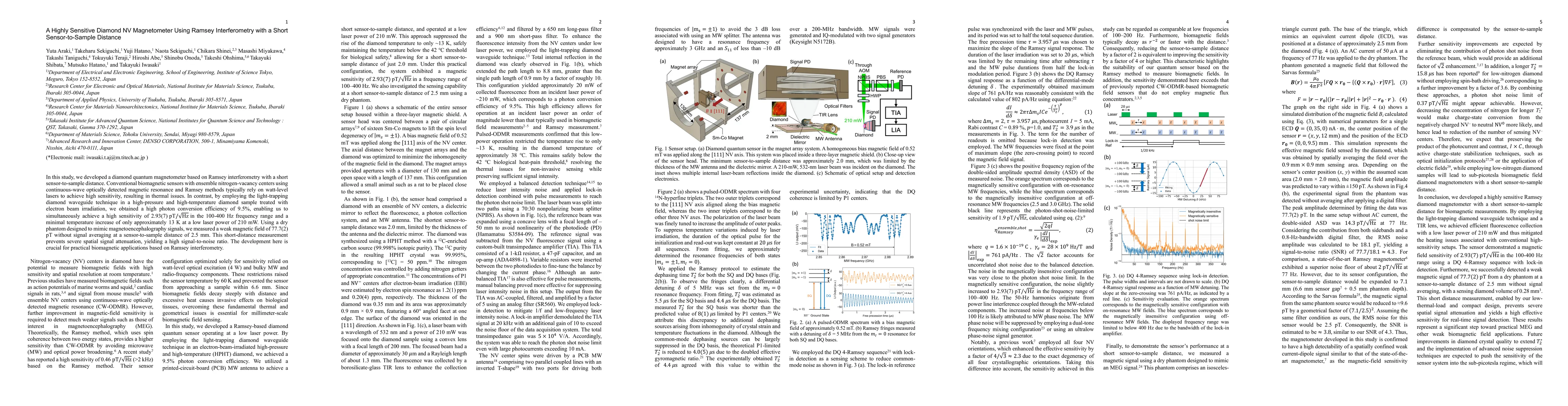 Thumbnail for A Highly Sensitive Diamond NV Magnetometer Using Ramsey Interferometry with a Short Sensor-to-Sample Distance