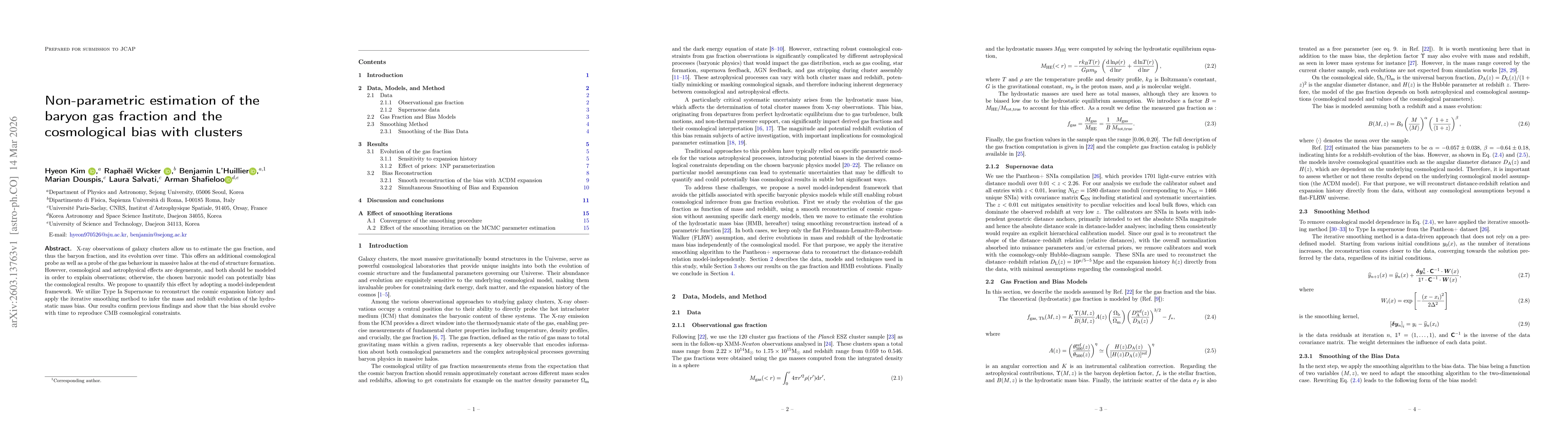 Thumbnail for Non-parametric estimation of the baryon gas fraction and the cosmological bias with clusters