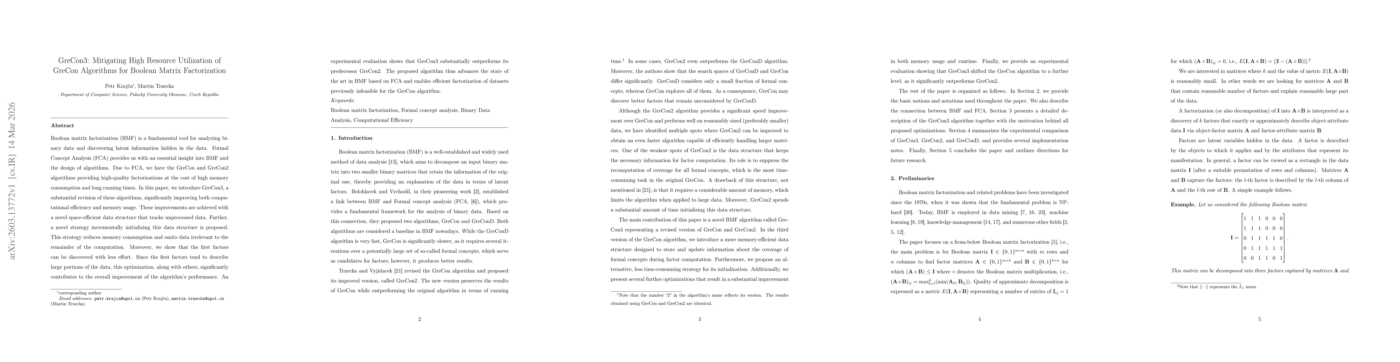 Thumbnail for GreCon3: Mitigating High Resource Utilization of GreCon Algorithms for Boolean Matrix Factorization