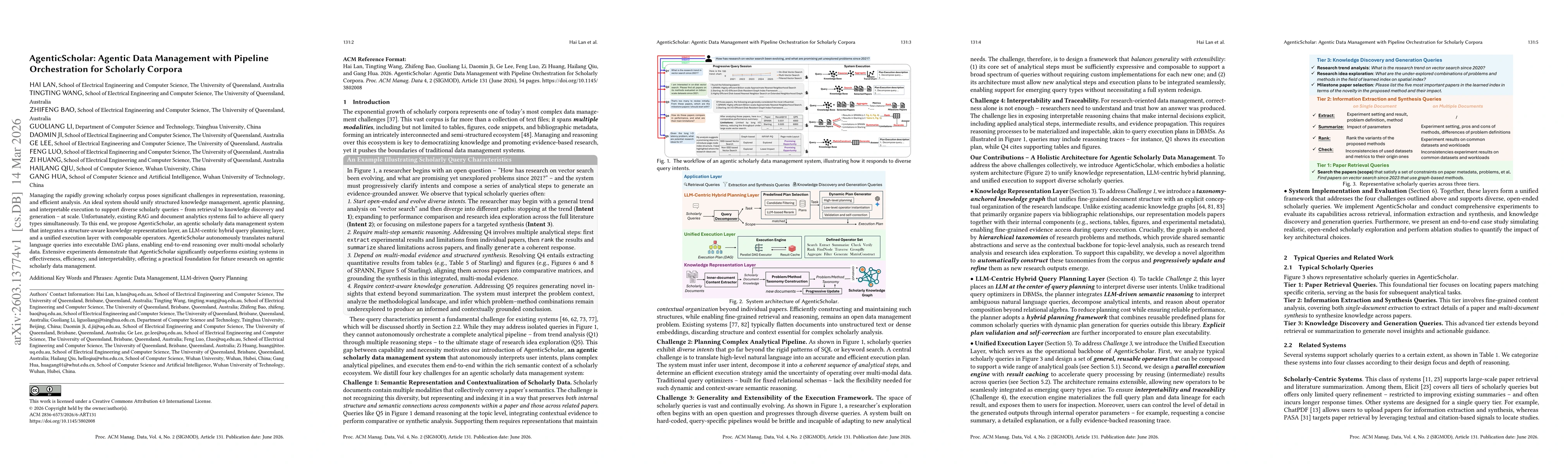 Thumbnail for AgenticScholar: Agentic Data Management with Pipeline Orchestration for Scholarly Corpora