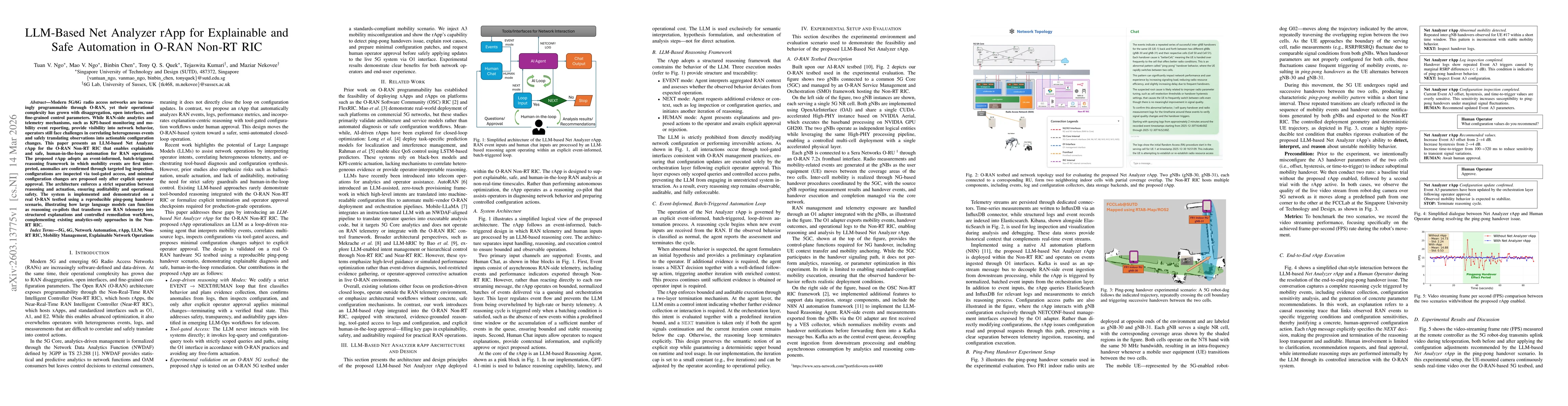 Thumbnail for LLM-Based Net Analyzer rApp for Explainable and Safe Automation in O-RAN Non-RT RIC