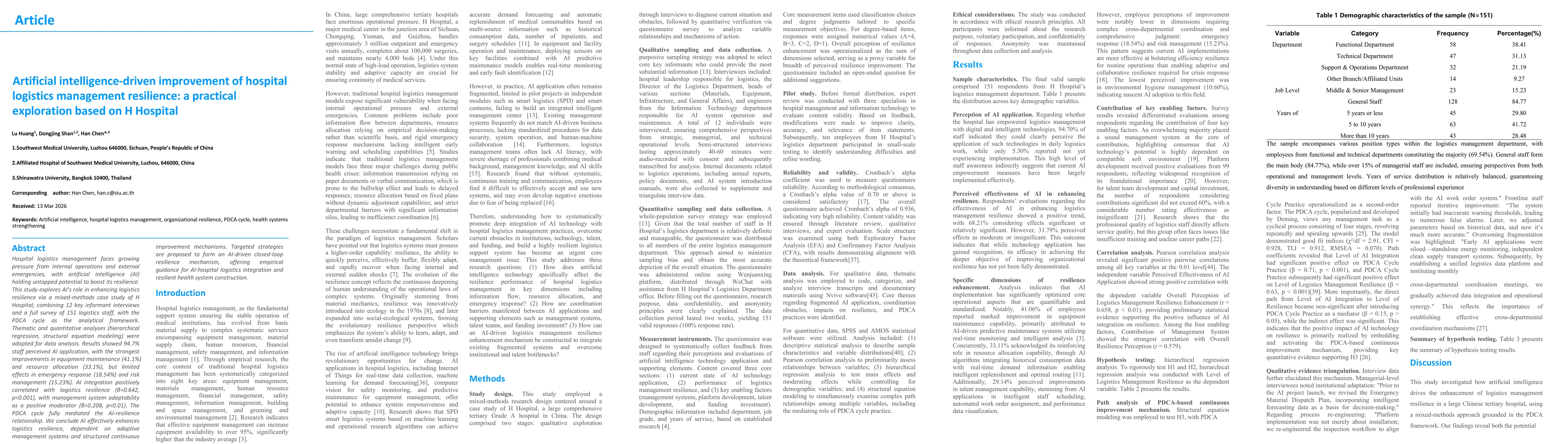 Thumbnail for Artificial intelligence-driven improvement of hospital logistics management resilience: a practical exploration based on H Hospital