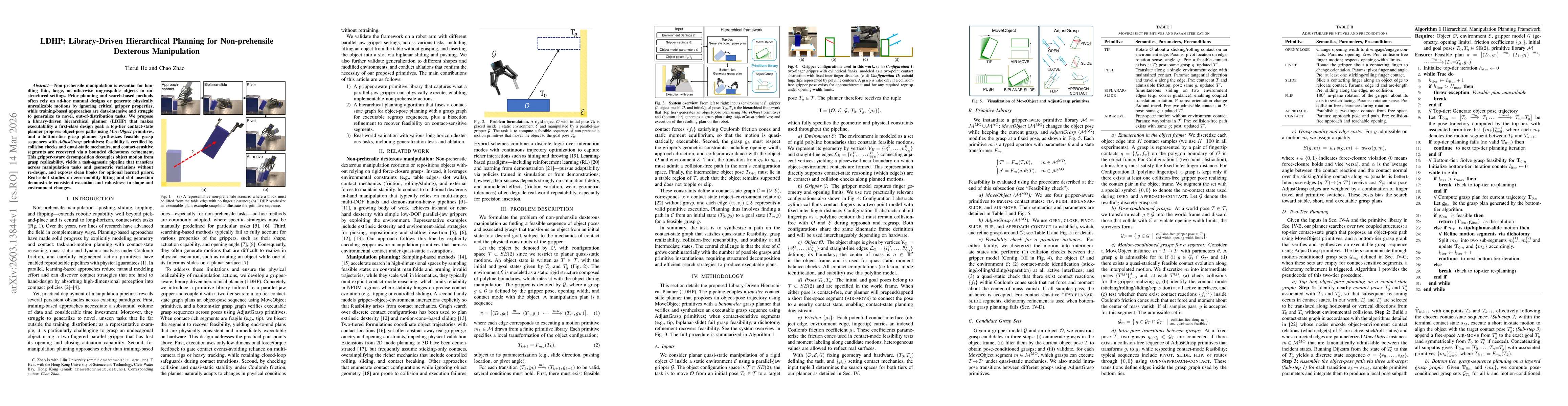 Thumbnail for LDHP: Library-Driven Hierarchical Planning for Non-prehensile Dexterous Manipulation