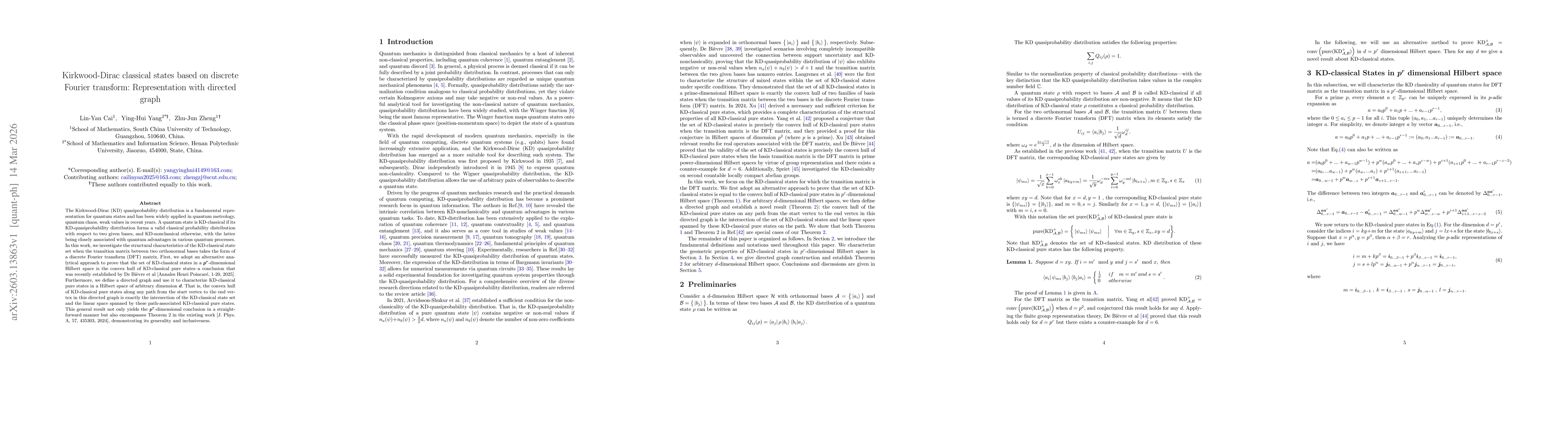 Thumbnail for Kirkwood-Dirac classical states based on discrete Fourier transform: Representation with directed graph