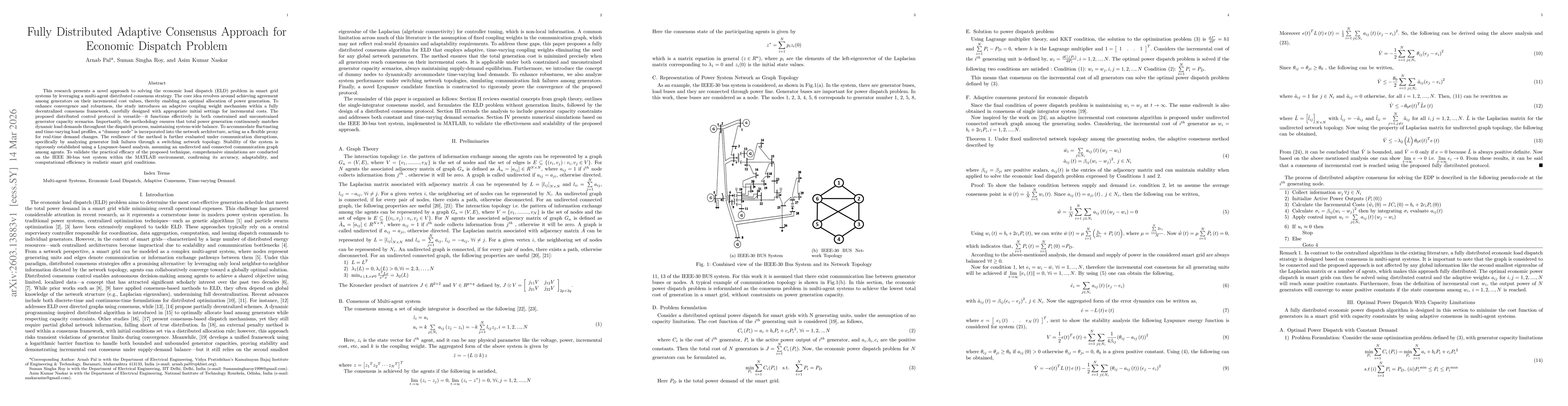 Thumbnail for Fully Distributed Adaptive Consensus Approach for Economic Dispatch Problem