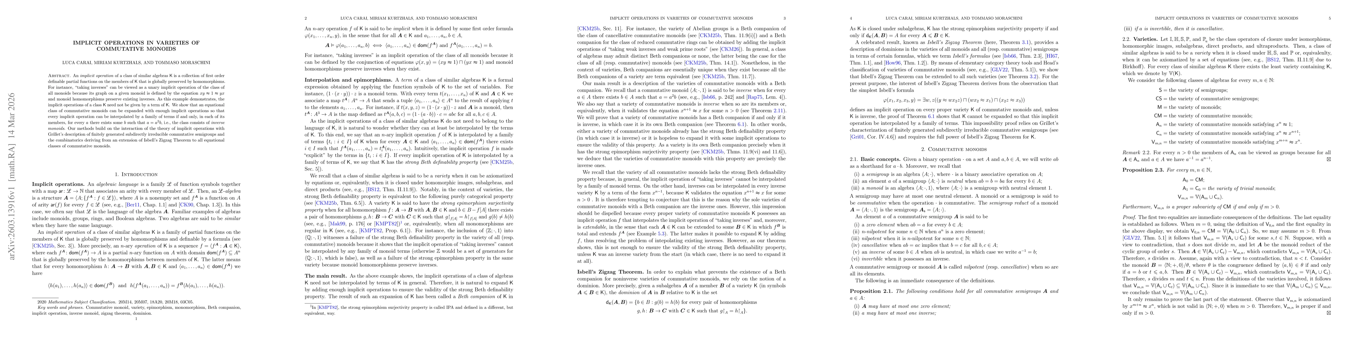 Thumbnail for Implicit operations in varieties of commutative monoids