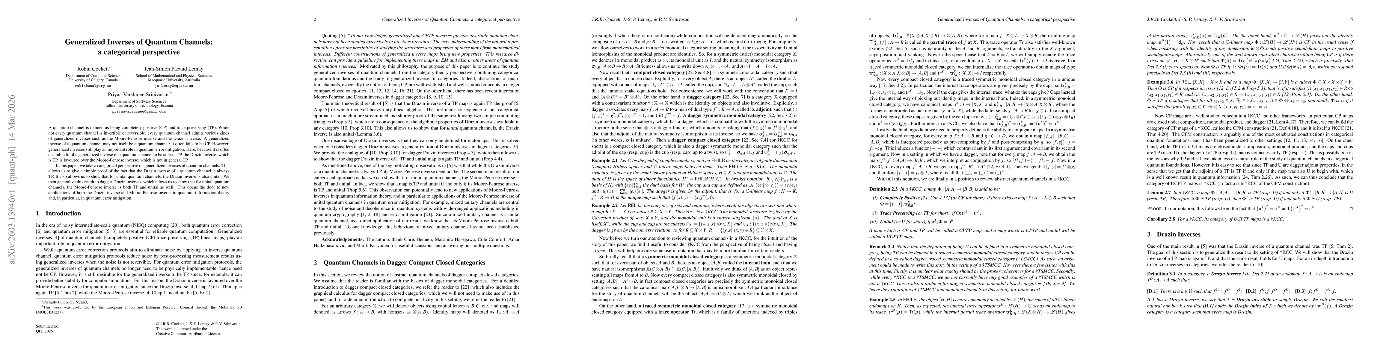 Thumbnail for Generalized Inverses of Quantum Channels: a categorical perspective