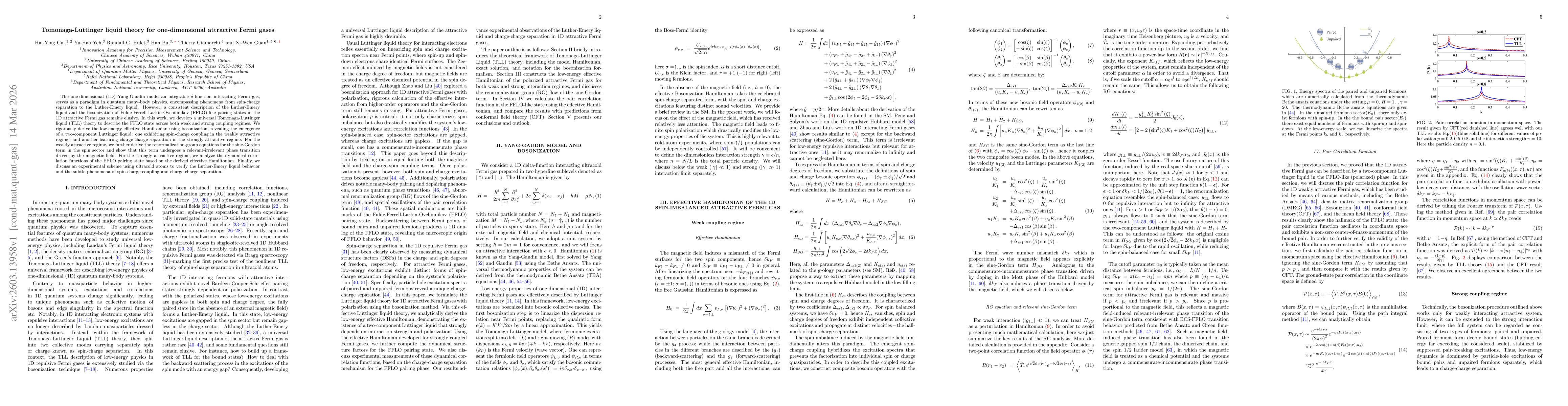 Thumbnail for Tomonaga-Luttinger liquid theory for one-dimensional attractive Fermi gases