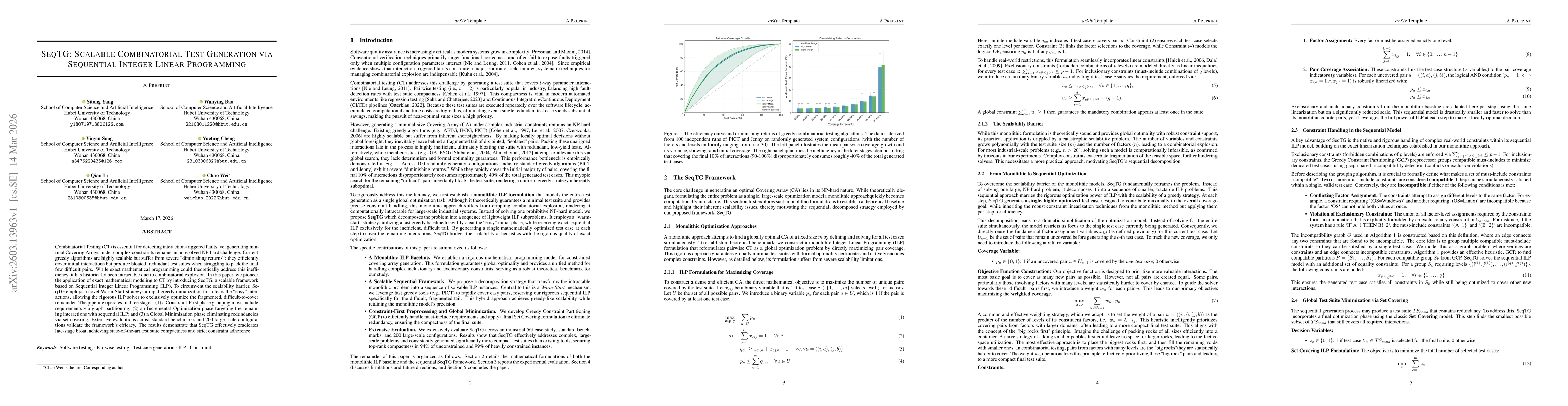 Thumbnail for SeqTG: Scalable Combinatorial Test Generation via Sequential Integer Linear Programming