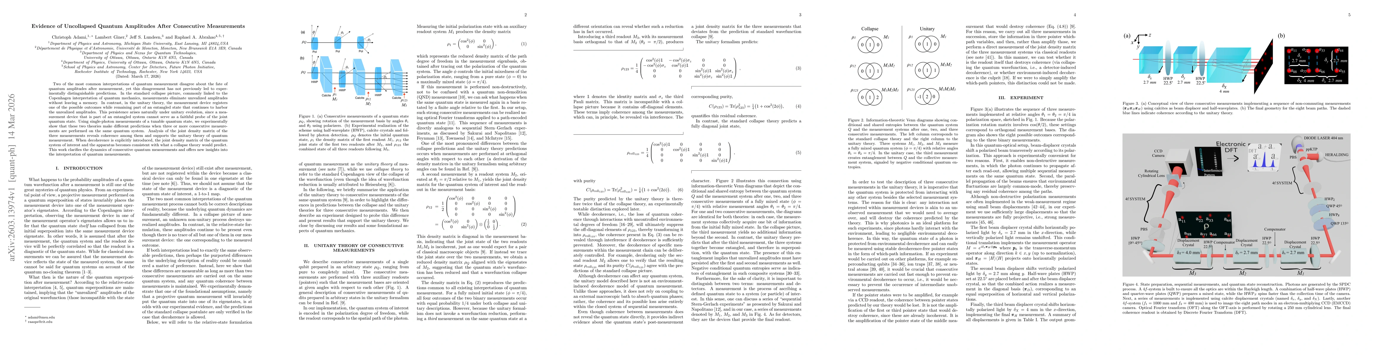 Thumbnail for Evidence of Uncollapsed Quantum Amplitudes After Consecutive Measurements