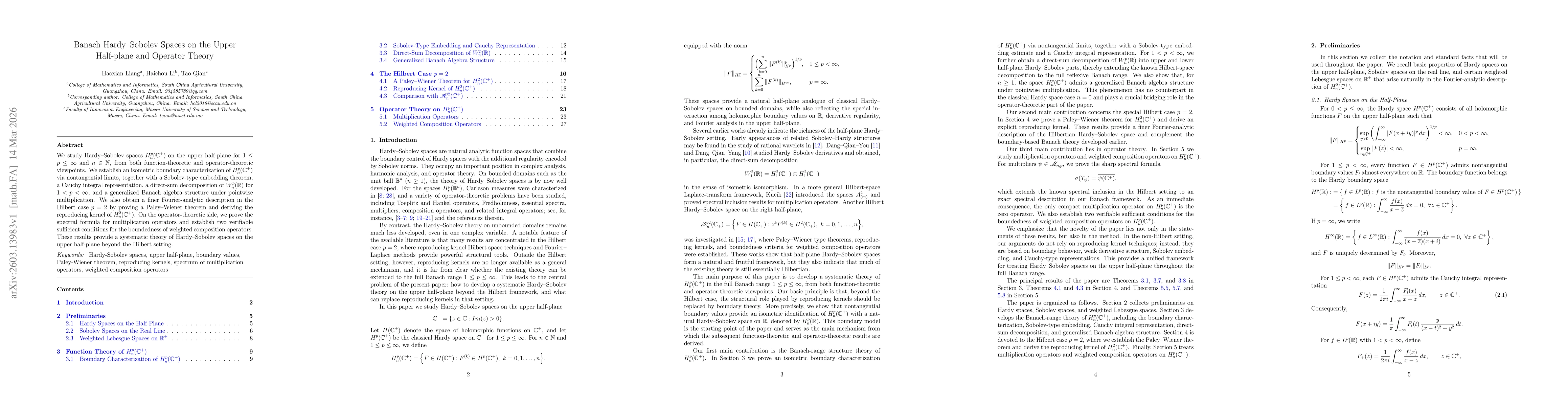 Thumbnail for Banach Hardy-Sobolev Spaces on the Upper Half-plane and Operator Theory