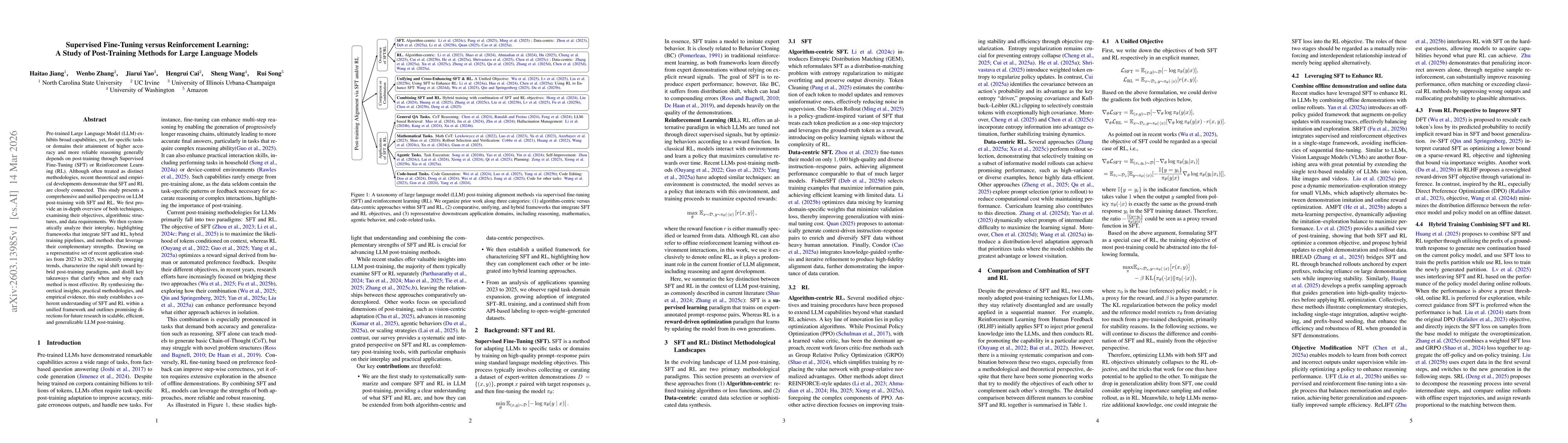 Thumbnail for Supervised Fine-Tuning versus Reinforcement Learning: A Study of Post-Training Methods for Large Language Models