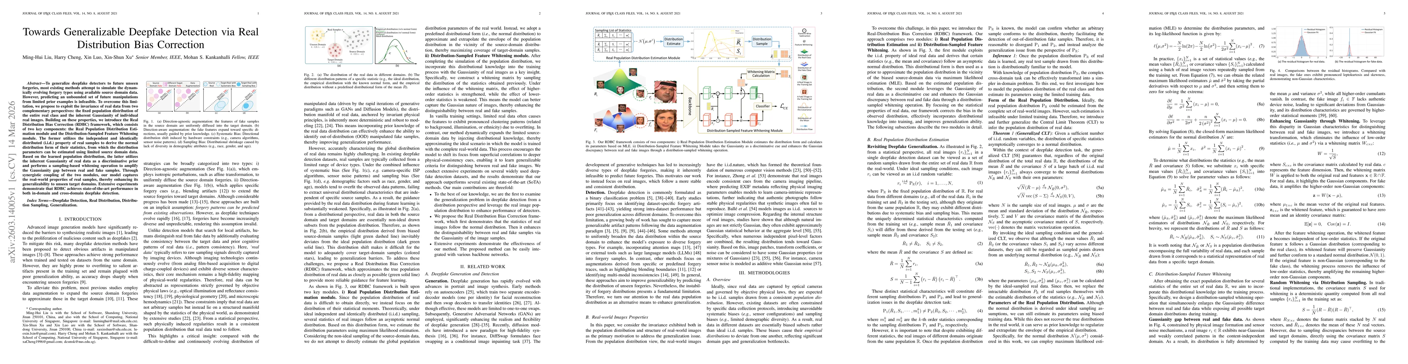 Thumbnail for Towards Generalizable Deepfake Detection via Real Distribution Bias Correction