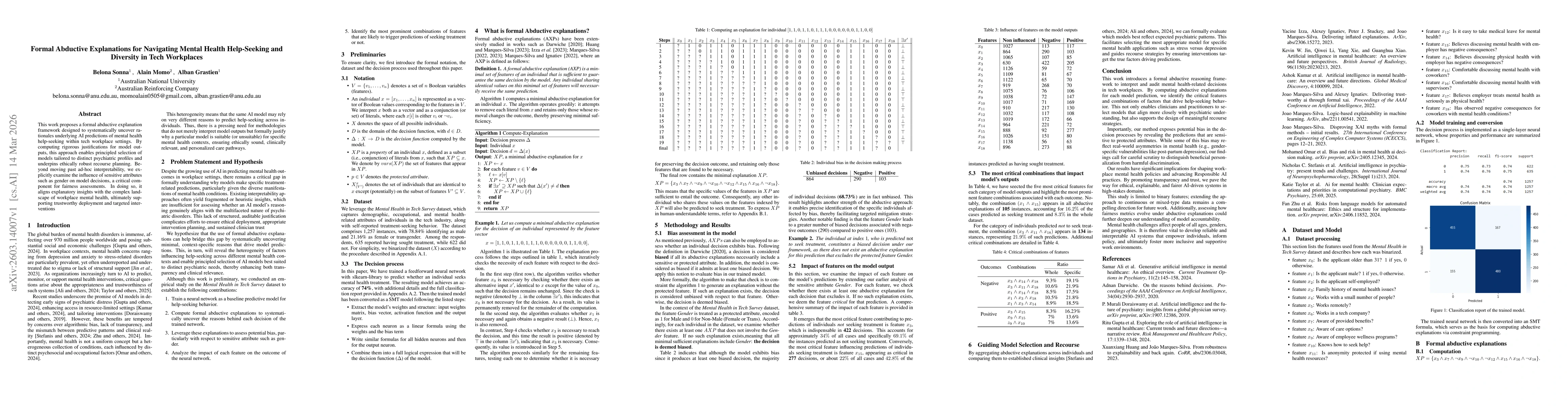 Thumbnail for Formal Abductive Explanations for Navigating Mental Health Help-Seeking and Diversity in Tech Workplaces