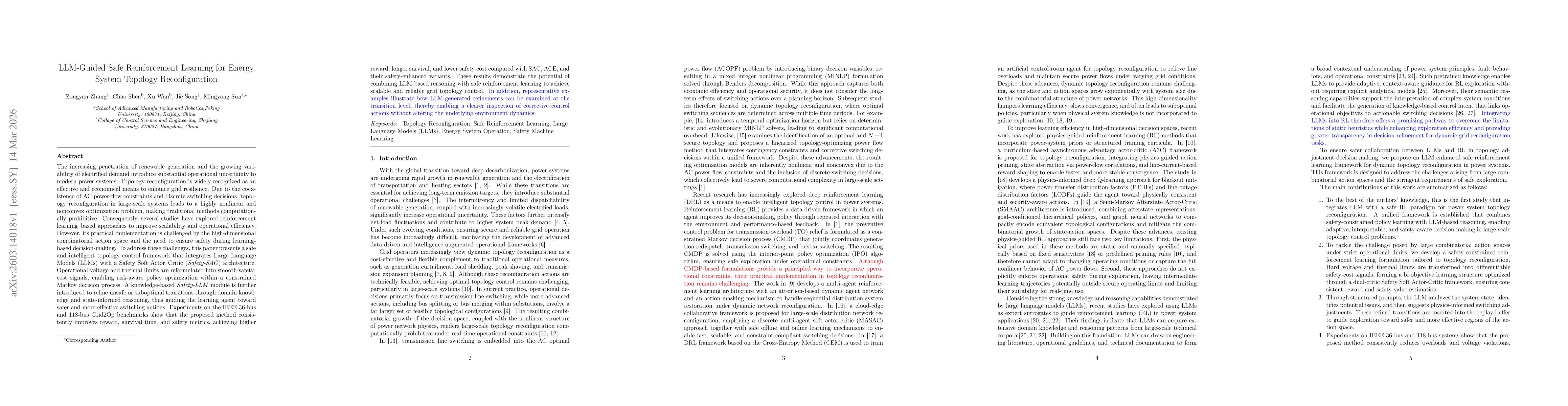 Thumbnail for LLM-Guided Safe Reinforcement Learning for Energy System Topology Reconfiguration