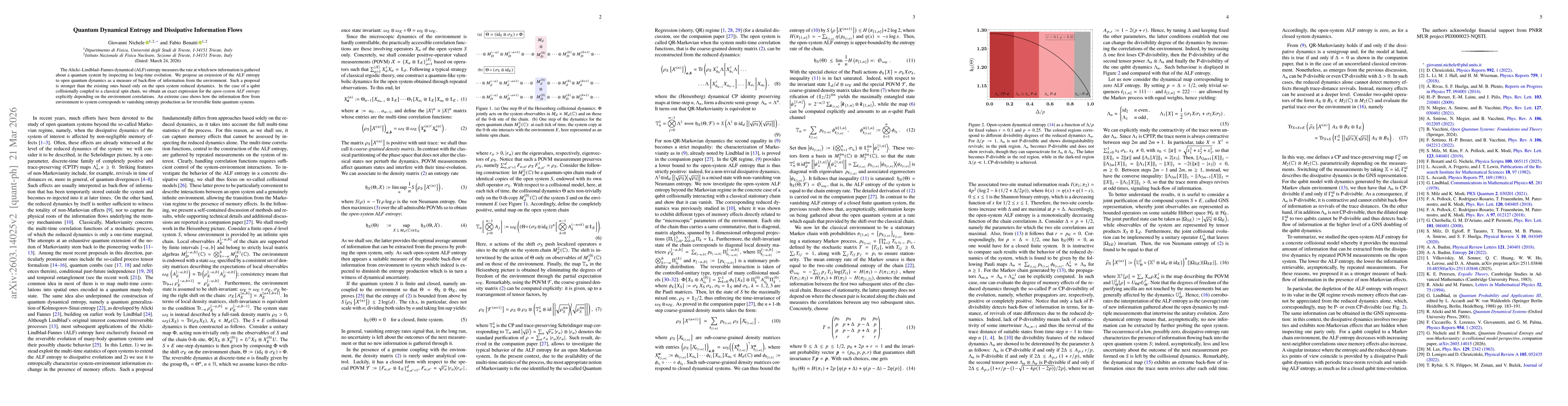 Thumbnail for Quantum Dynamical Entropy and Dissipative Information Flows