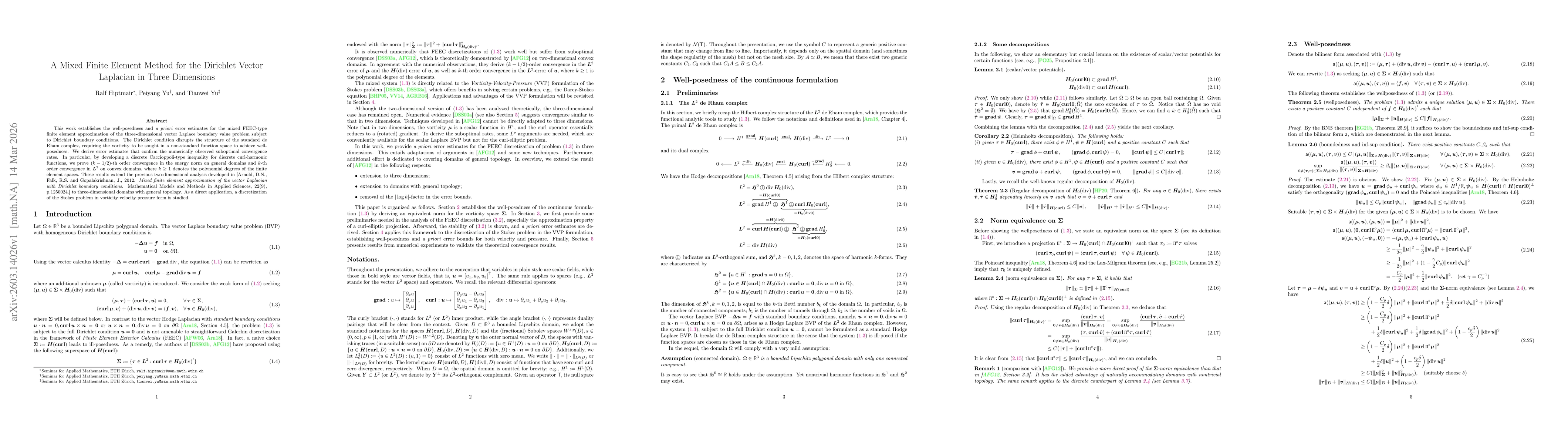 Thumbnail for A Mixed Finite Element Method for the Dirichlet Vector Laplacian in Three Dimensions