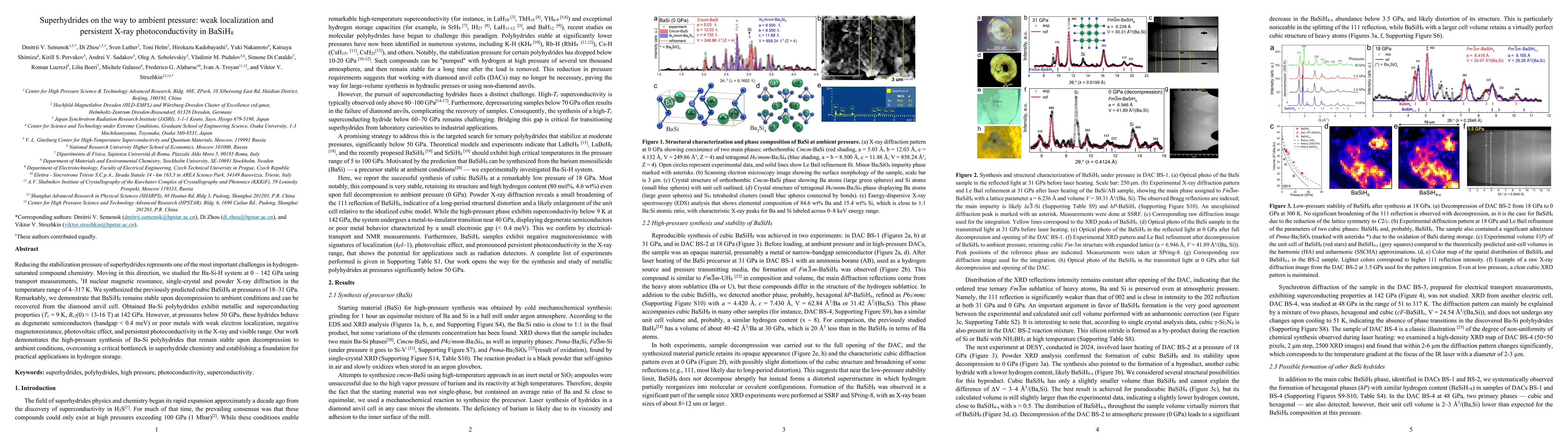 Thumbnail for Superhydrides on the way to ambient pressure: weak localization and persistent X-ray photoconductivity in BaSiH$_{8}$