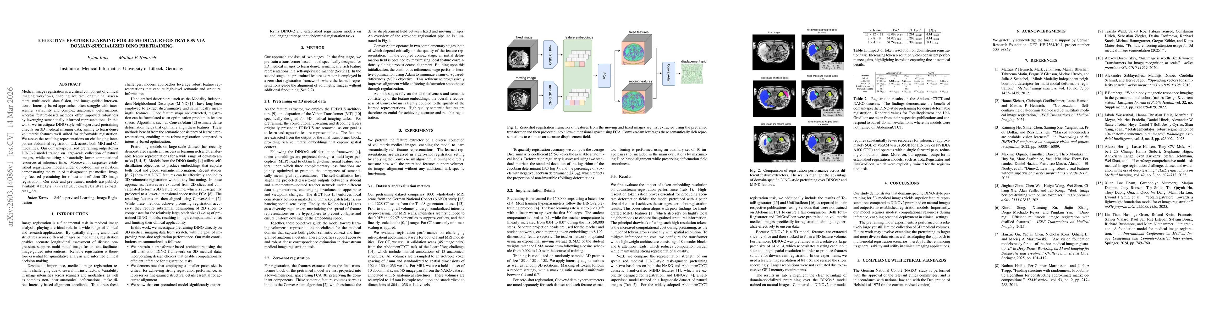 Thumbnail for Effective Feature Learning for 3D Medical Registration via Domain-Specialized DINO Pretraining