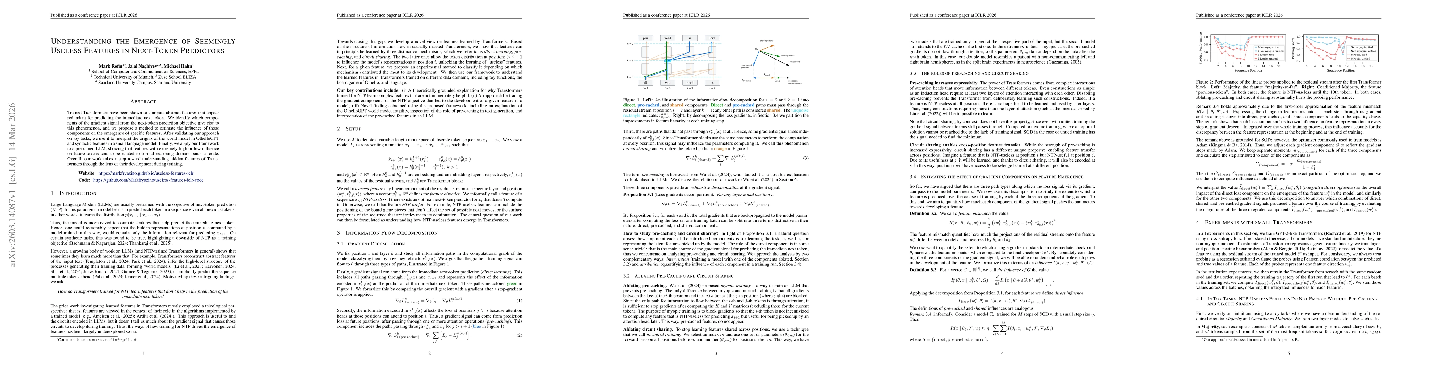 Thumbnail for Understanding the Emergence of Seemingly Useless Features in Next-Token Predictors