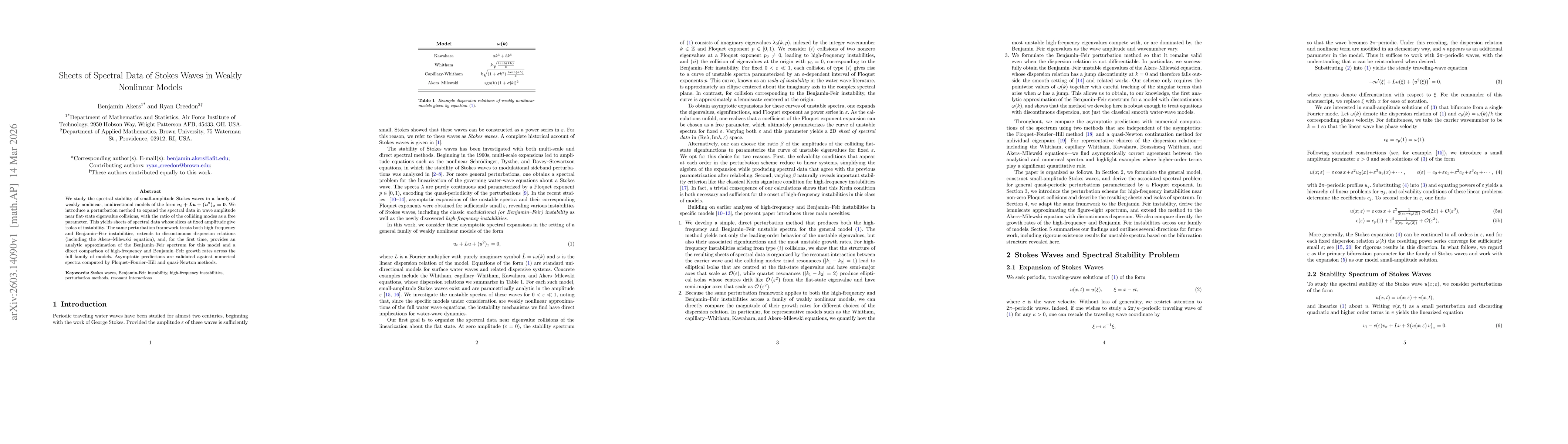Thumbnail for Sheets of Spectral Data of Stokes Waves in Weakly Nonlinear Models