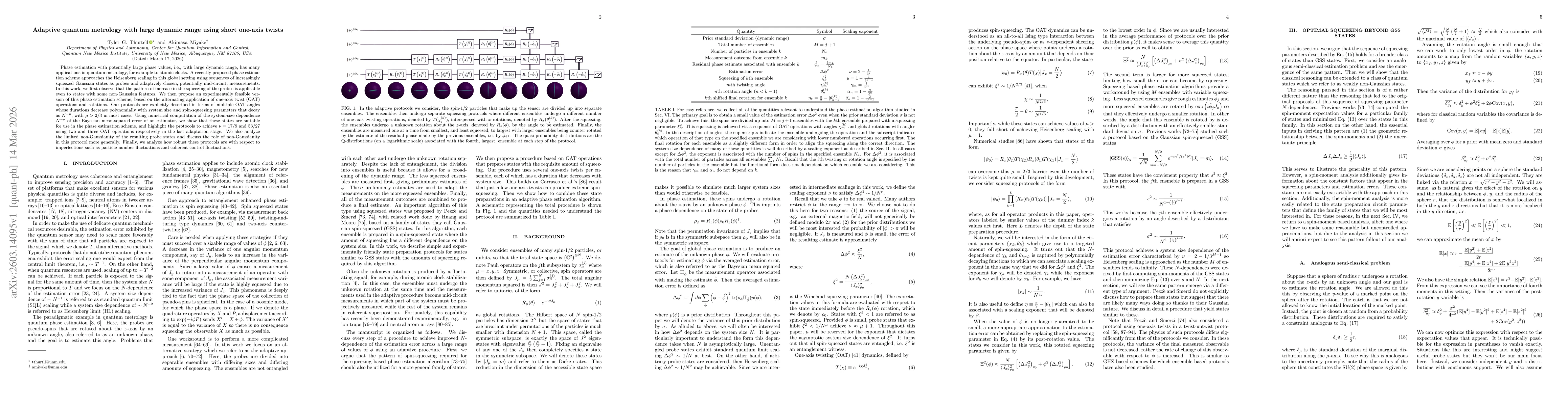 Thumbnail for Adaptive quantum metrology with large dynamic range using short one-axis twists