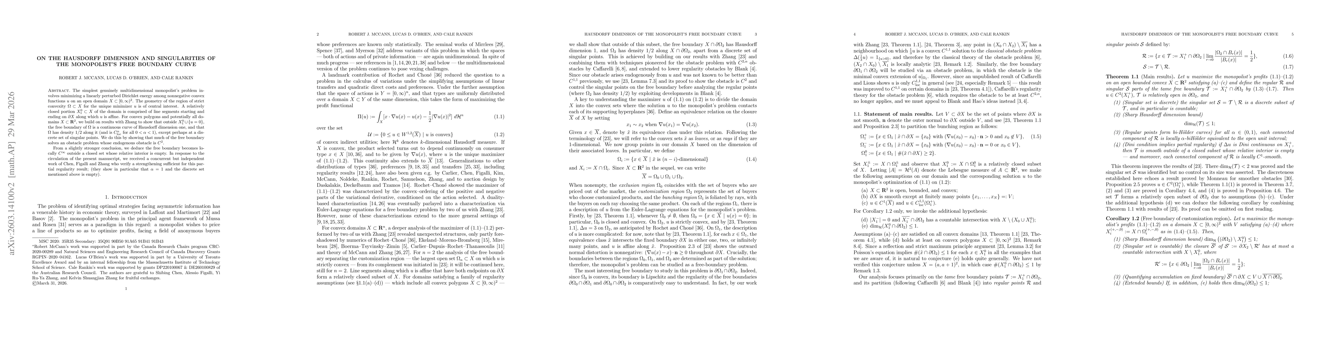 Thumbnail for On the Hausdorff dimension and singularities of the monopolist's free boundary curve