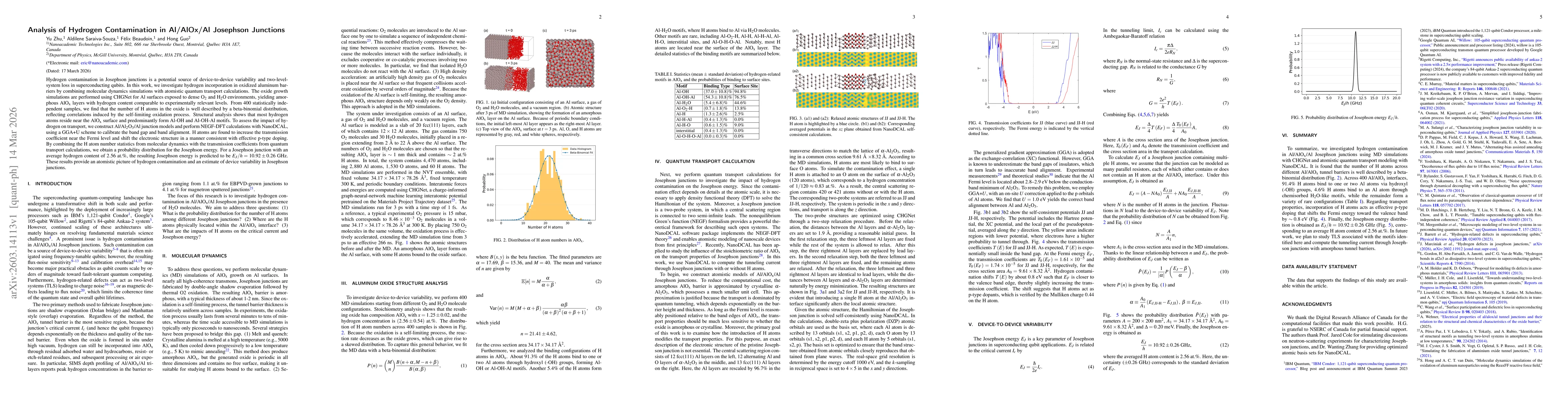 Thumbnail for Analysis of Hydrogen Contamination in Al/AlOx/Al Josephson Junctions